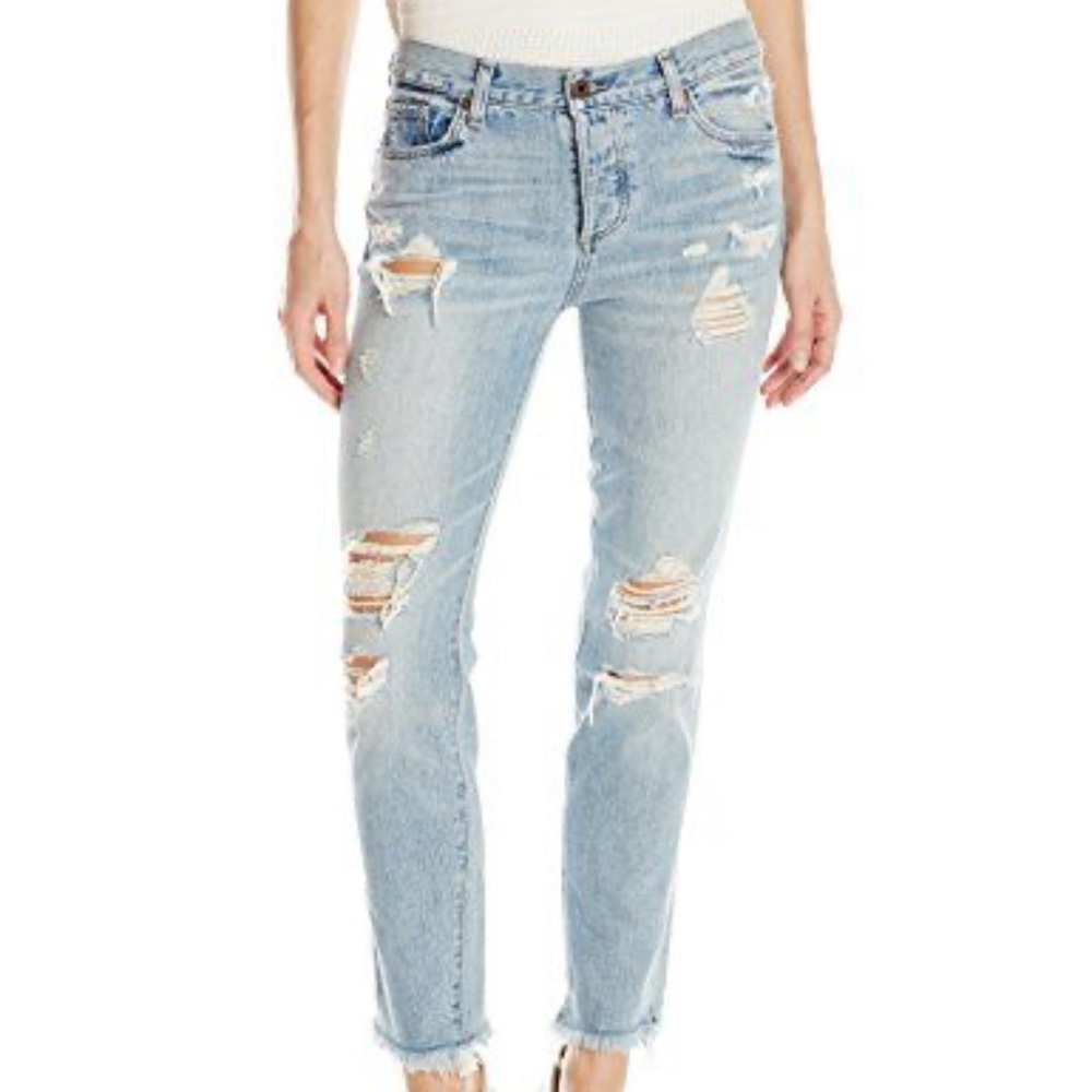 True Religion Audrey boyfriend frayed jeans Mid Rise